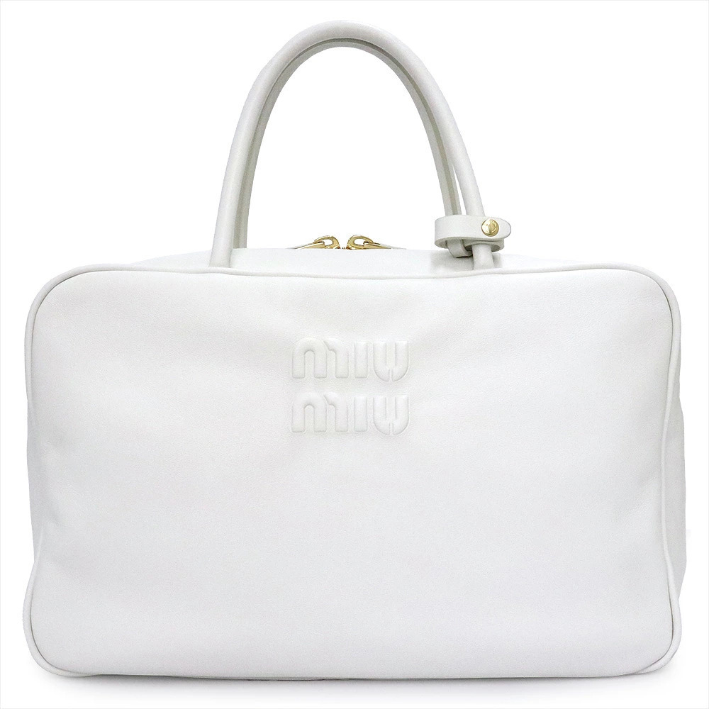 Miu Miu Bowling Bag Calfskin Bianco White Leather Handbag